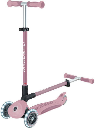 Globber Kids Scooter Foldable Go•Up Deluxe Lights Ecologic 3-Wheel with Seat Pink