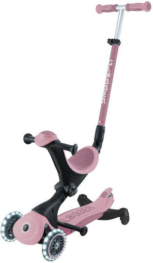 Globber Kids Scooter Foldable Go•Up Deluxe Lights Ecologic 3-Wheel with Seat Pink