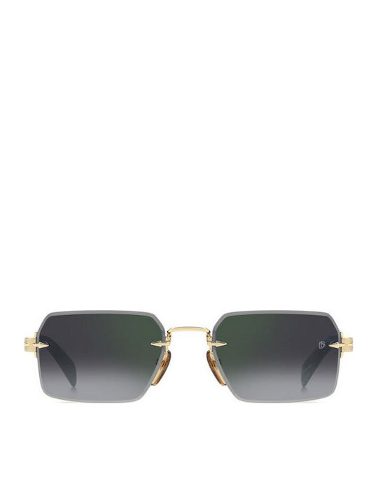 David Beckham Unisex Sunglasses with Gold Metal Frame and Gray Gradient Lens DB 7109/S PEF/NU
