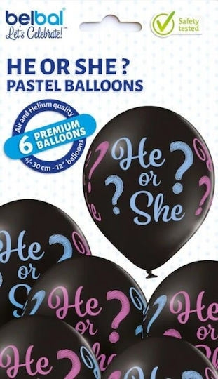 Σετ 6 Μπαλόνια Gender Reveal Latex Μαύρα