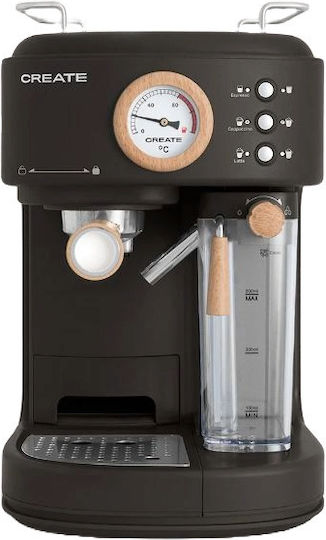 Create Thera Retro Pro Espressomaschine 1250W Druck 20bar für Cappuccino Schwarz