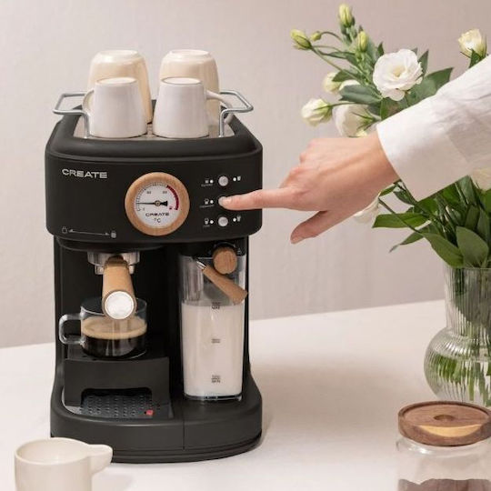 Create Thera Retro Pro Espressomaschine 1250W Druck 20bar für Cappuccino Schwarz