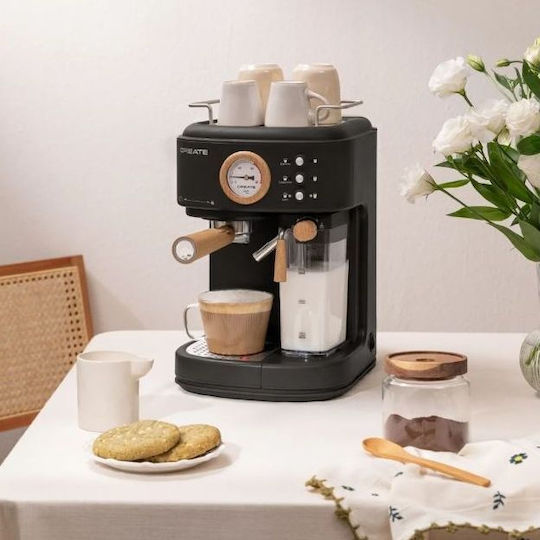 Create Thera Retro Pro Espressomaschine 1250W Druck 20bar für Cappuccino Schwarz
