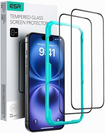 ESR Black Tempered Glass 2pcs (iPhone 16)