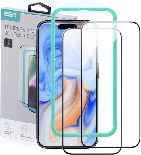 ESR Black Tempered Glass 2pcs (iPhone 16)