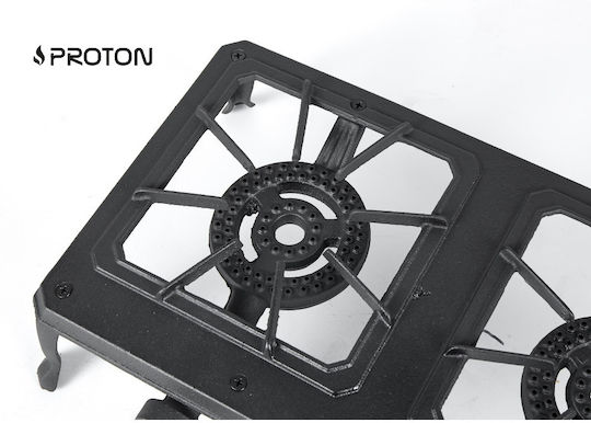 Proton Liquid Gas Countertop Double Burner Black