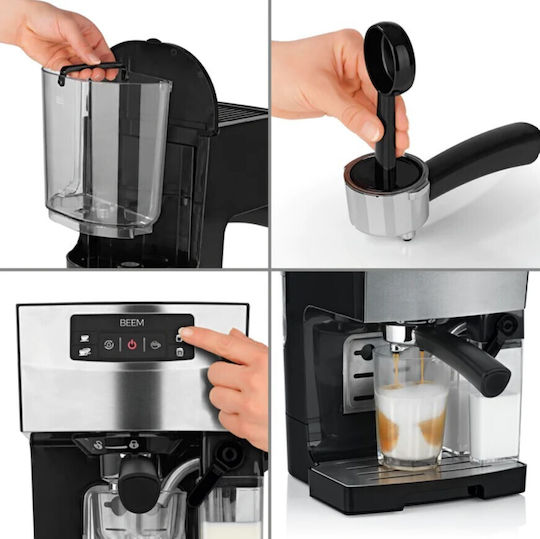 Beem Classico II Mașină de Espresso 1450W Presiune 20bar pentru Cappuccino Argintie