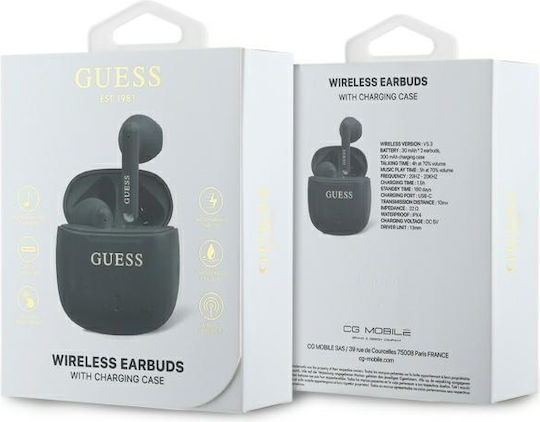 Guess Printed Classic Logo Ohrstöpsel Bluetooth-Freisprecheinrichtung Kopfhörer mit Ladeetui Schwarz