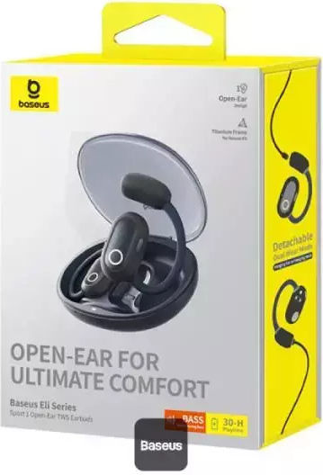 Baseus Eli Sport 1 PM20A Отворено ухо Bluetooth хендсфри Слушалки с Устойчивост на Пот и Кутийка за Зареждане Черен