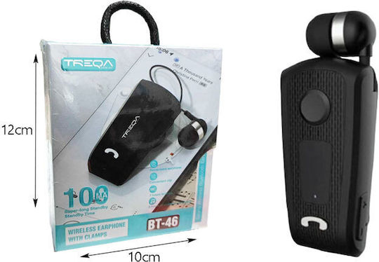 Treqa BT-46 In-Ear Bluetooth-Freisprecheinrichtung Kopfhörer Revers Schwarz