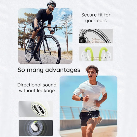 Havit OWS915 Open Ear Bluetooth Handsfree Ακουστικά με Αντοχή στον Ιδρώτα και Θήκη Φόρτισης Μαύρα