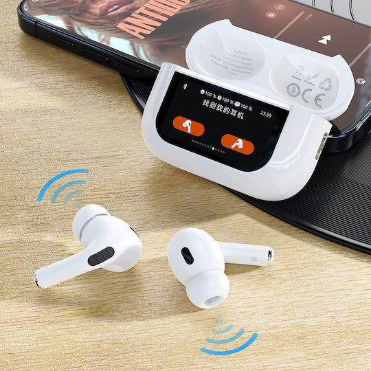 Dudao U19 In-ear Bluetooth Handsfree Ακουστικά με Θήκη Φόρτισης Λευκά