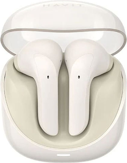 Havit TW974 Earbud Bluetooth хендсфри Слушалки с Устойчивост на Пот и Кутийка за Зареждане Бежов