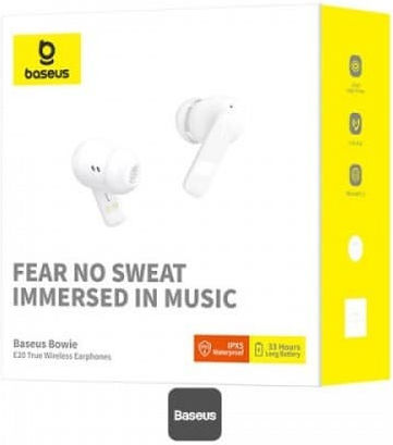 Baseus E20 In-ear Bluetooth Handsfree Earphones with Sweat Resistance and Charging Case White