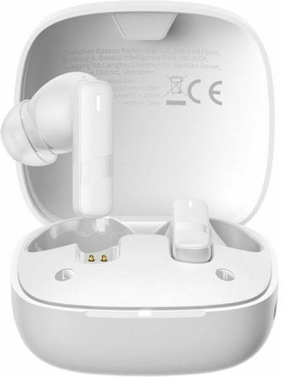 Baseus E20 In-ear Bluetooth Handsfree Earphones with Sweat Resistance and Charging Case White