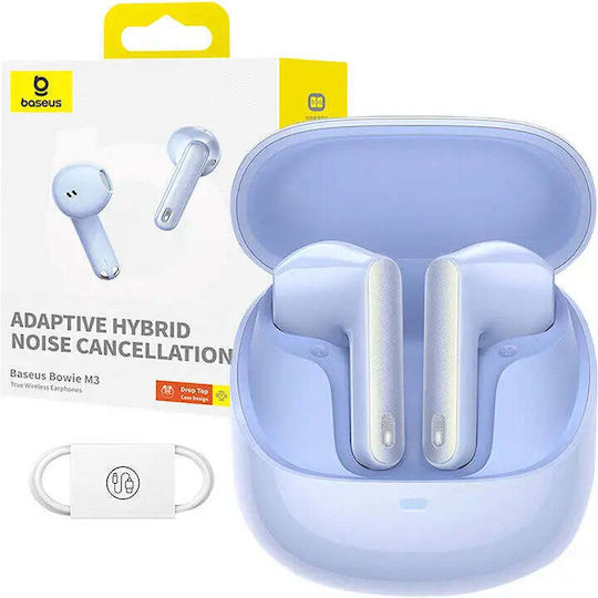 Baseus Bowie M3 Earbud Bluetooth Handsfree Ακουστικά με Θήκη Φόρτισης Μπλε