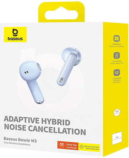 Baseus Bowie M3 Earbud Bluetooth Handsfree Ακουστικά με Θήκη Φόρτισης Μπλε