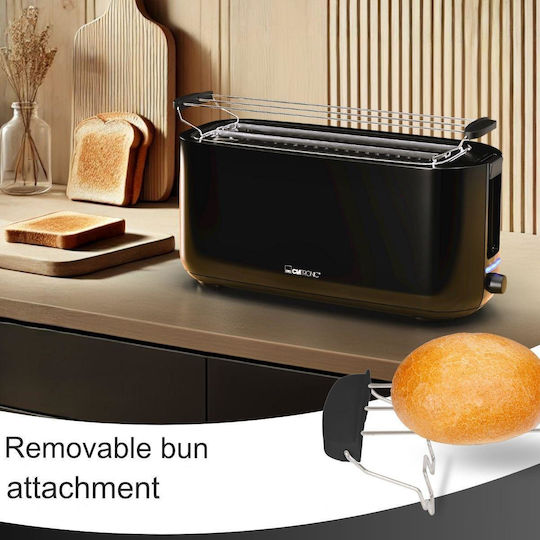 Clatronic Prăjitor de pâine 4 sloturi 1400W Negru