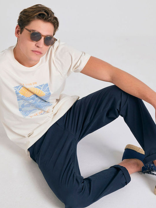 Trousers Chino Elastic in Regular Fit Navy Blue