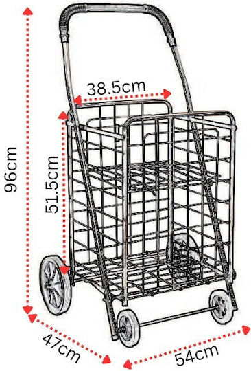 Metallisch Einkaufswagen Klappbar Rot 54x47x96cm