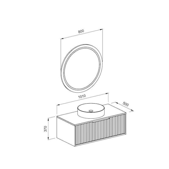 Martin Hole 85 Blat cu Lavoar Lac Mat L83xW50xH37cm Albastru