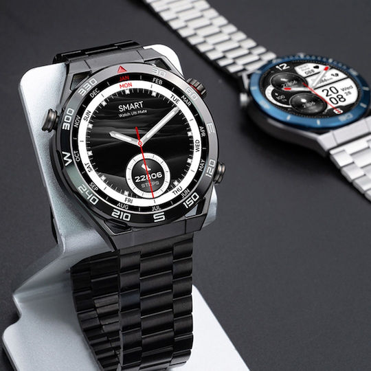 NO.1 ULTRA Mate Smartwatch με Παλμογράφο (Ασημί Κάσα / Ασημί Λουρί Μεταλλικό)