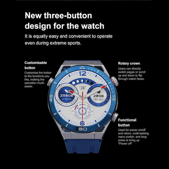 NO.1 ULTRA Mate Smartwatch με Παλμογράφο (Ασημί Κάσα / Ασημί Λουρί Μεταλλικό)