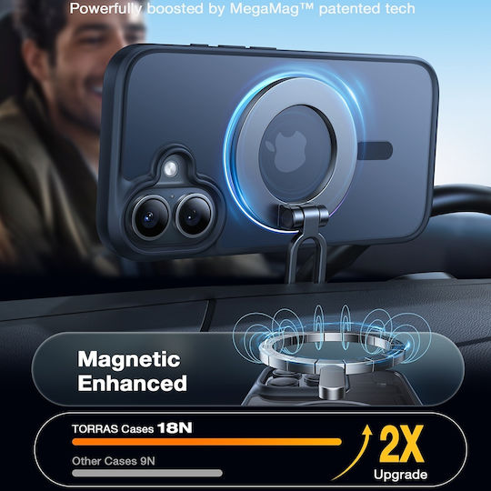 Torras Guardian Magnetic Umschlag Rückseite Silikon Schwarz (iPhone 16)