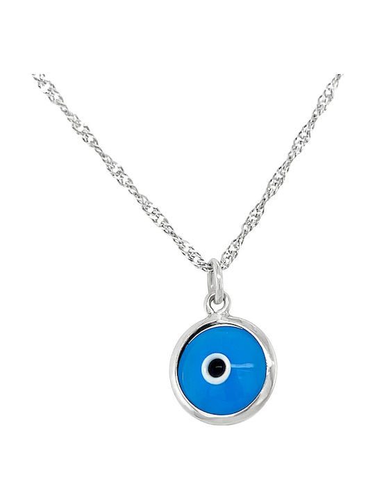 Evil Eye Motif White Gold K14 Murano Mt10355