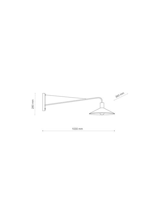 TK Lighting Modern Lumină de Perete cu Soclu E27 Negru 103cm