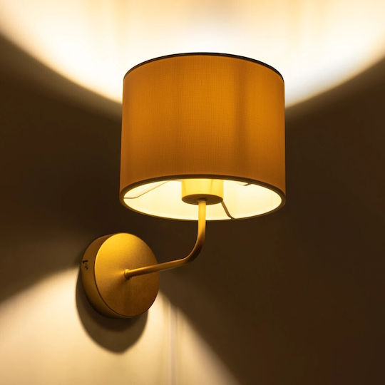 GloboStar Ralph Vintage Φωτιστικό Τοίχου με Ντουί E27 Χρυσό 26x29εκ.