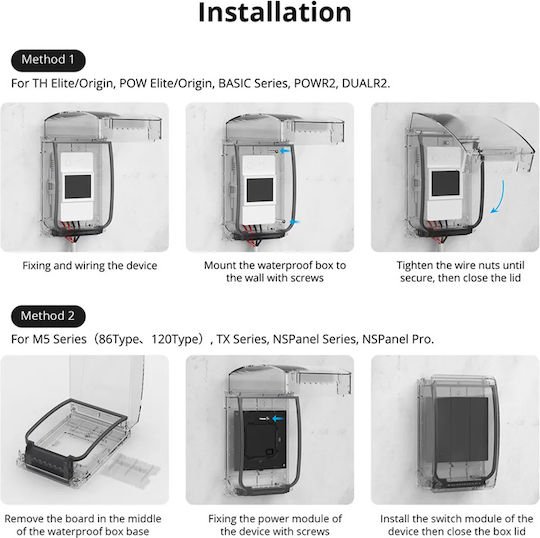 Sonoff Elektrisches Gehäuse für Außenmontage Wasserdicht IP66 Transparent