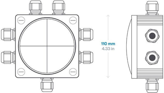 Eval Yphos Surface Mounted Electrical Box Branching Watertight IP67 in Black Color