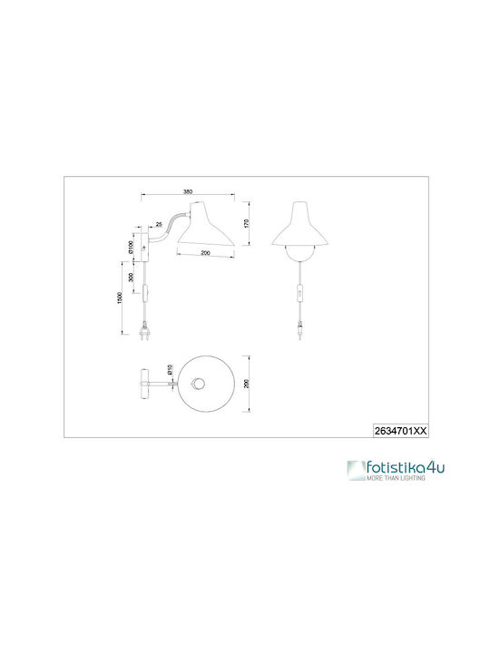 Trio Lighting Модерен Осветително тяло За стена С щепсел с фасунга E27 Черен 20см.