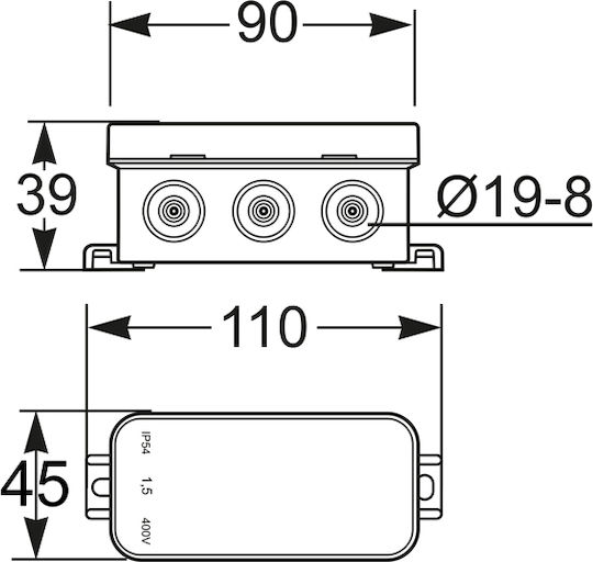 Eurolamp Surface Mounted Electrical Box IP55 in Gray Color