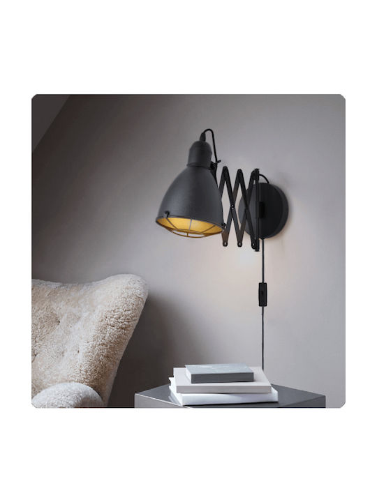 Eglo Treburley Industrial Wall Lamp With Socket E27 Bulb Base And Switch Black 20x20x20cm