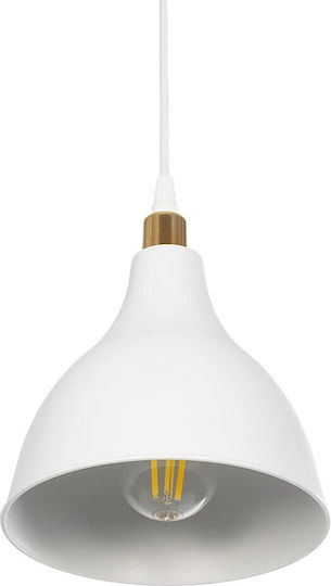 GloboStar Rade Hängelampe Weiß Glocke mit Fassung E27 17.5x17.5x56cm.