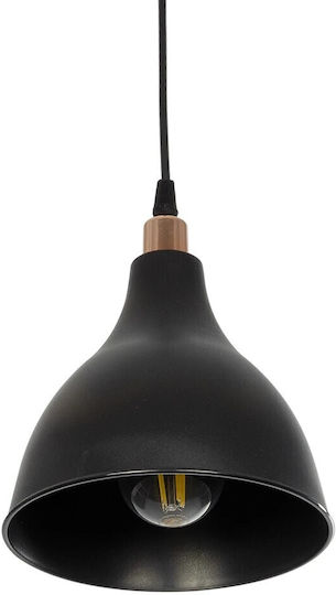 GloboStar Rade Pendant Light Black Bell with Socket E27 17.5x17.5x56cm