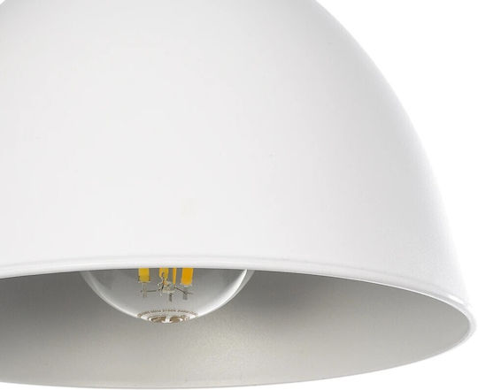 GloboStar Rade Hängelampe Weiß Glocke mit Fassung E27 17.5x17.5x56cm.