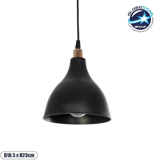 GloboStar Rade Pendant Light Black Bell with Socket E27 17.5x17.5x56cm