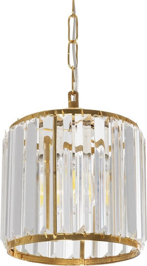 GloboStar Glamorous Pendant Light Gold with Crystals for Socket E27 20x20x45cm