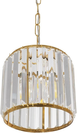 GloboStar Glamorous Pendant Light Gold with Crystals for Socket E27 20x20x45cm