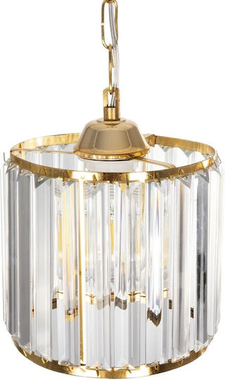 GloboStar Glamorous Pendant Light Gold with Crystals for Socket E27 20x20x45cm
