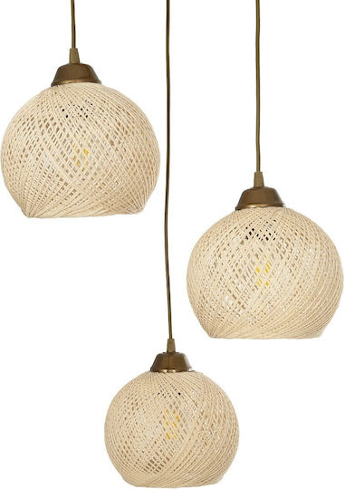 GloboStar Yasam Hängelampe Beige Boho mit Seil für Fassung E27 35x35x80cm.