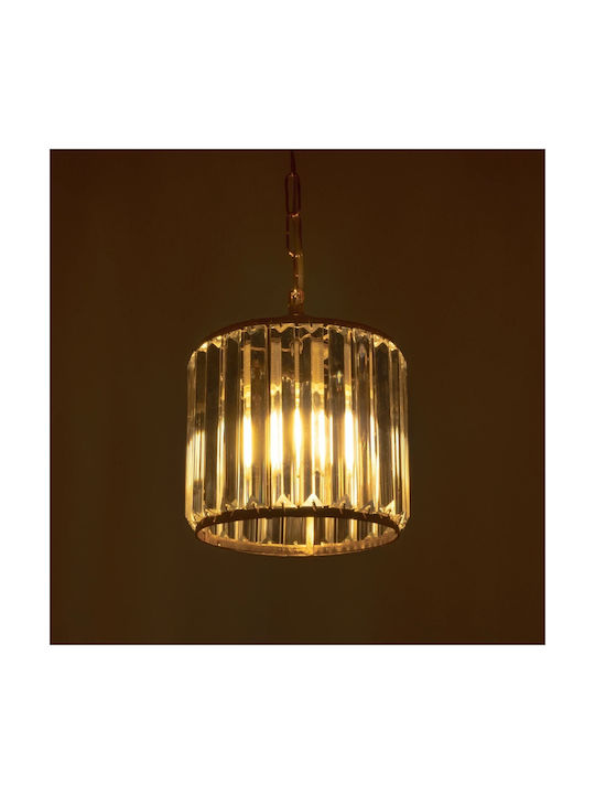 GloboStar Glamorous Hängelampe Gold mit Kristallen für Fassung E27 20x20x45cm.