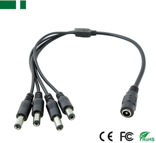 Anga Connection Plug for CCTV Systems Power Cable from 1 Female to 4 Male 552-050