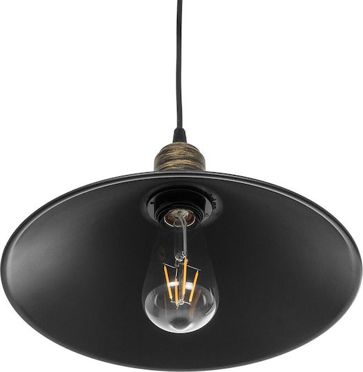 GloboStar Ferro Висящо Осветително Тяло Черен Камбанка 30x30x90см.