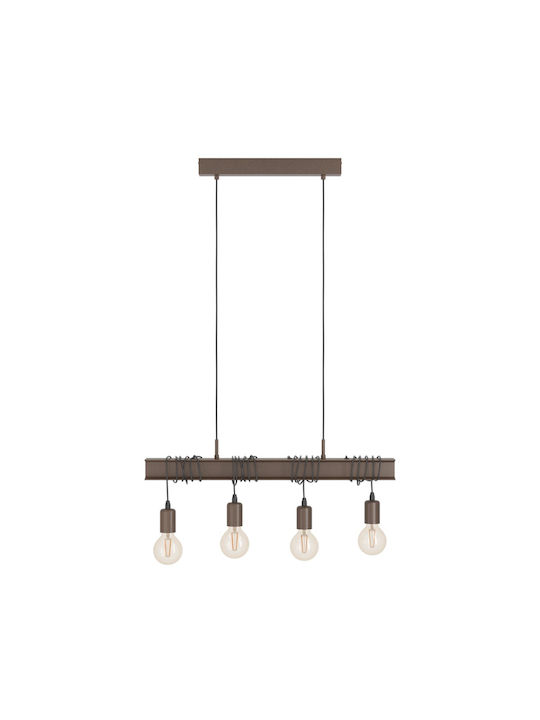 Eglo Townshend Pendant Light Brown Rail for 4 Bulbs E27 70x110cm