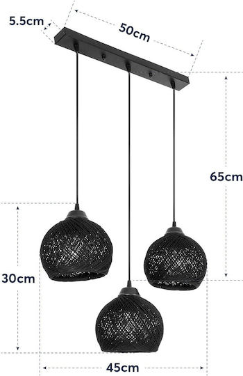 GloboStar Yasam Pendant Light White Boho with Rope for Socket E27 55x25x80cm