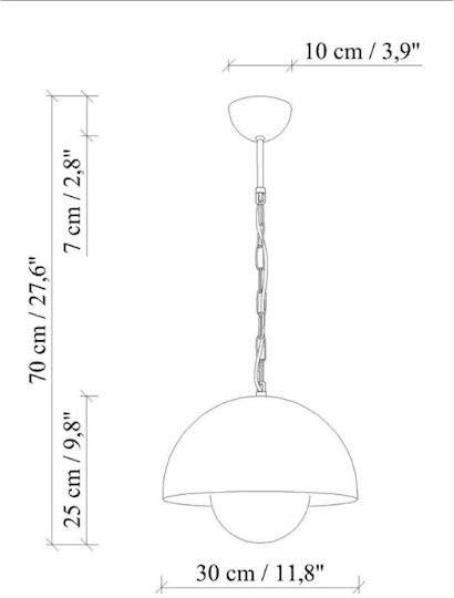 Opviq Kure Pendant Light Orange with Socket E27 30x30x70cm